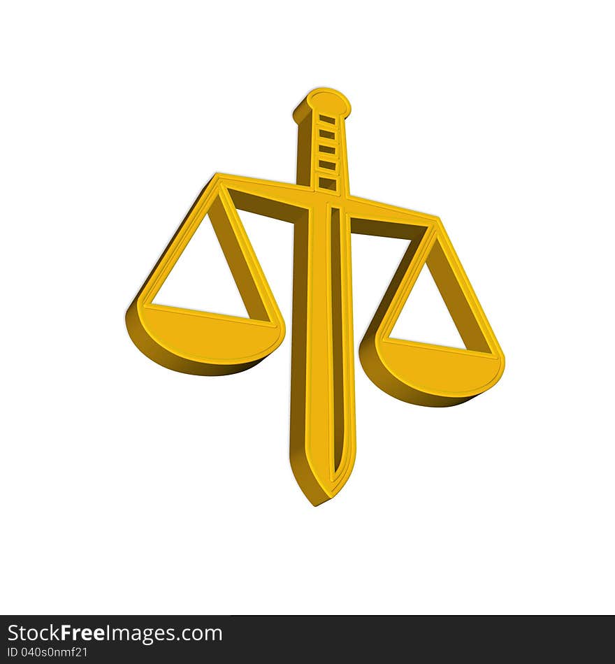 Icon, symbol of scales of justice on white