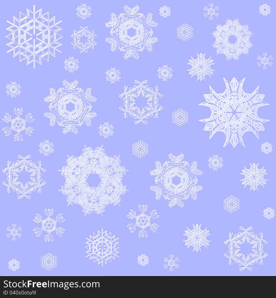 Illustration of abstract snowflakes background, texture, pattern