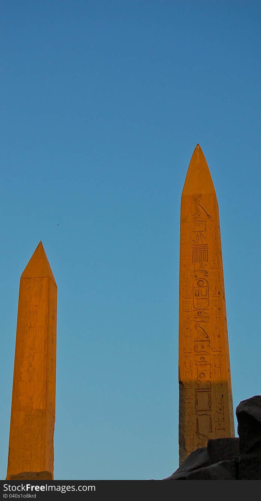 Twin obelisks in Karnak temple, Egypt