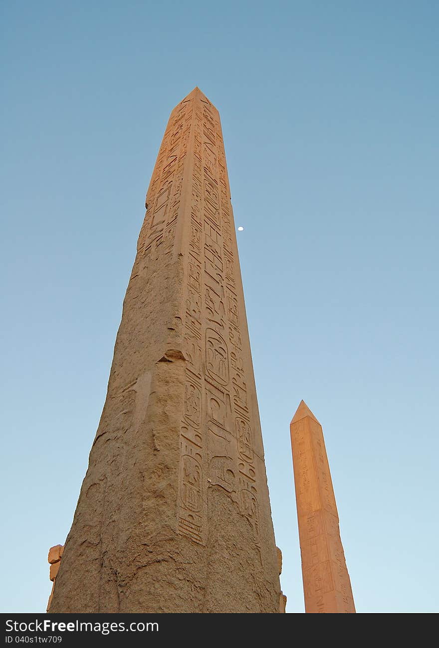 Twin obelisks in Karnak temple, Egypt