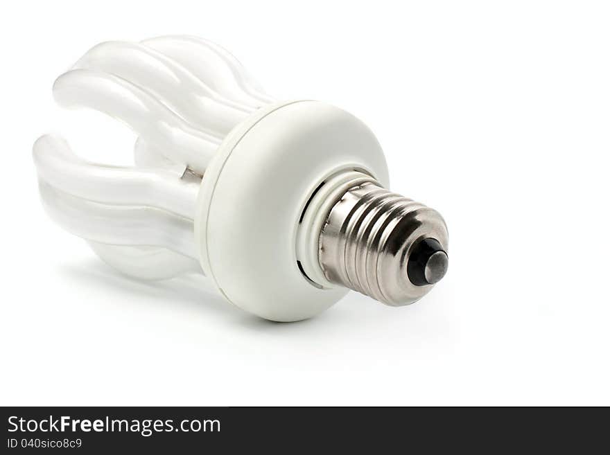 Fluorescent light bulb on a white background. Fluorescent light bulb on a white background