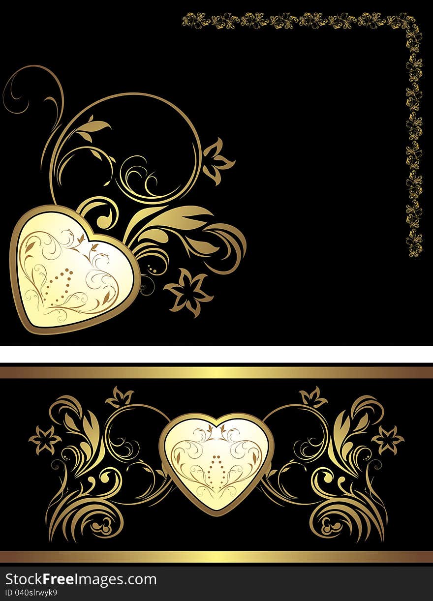 Ornamental elements with heart for decor. Illustration