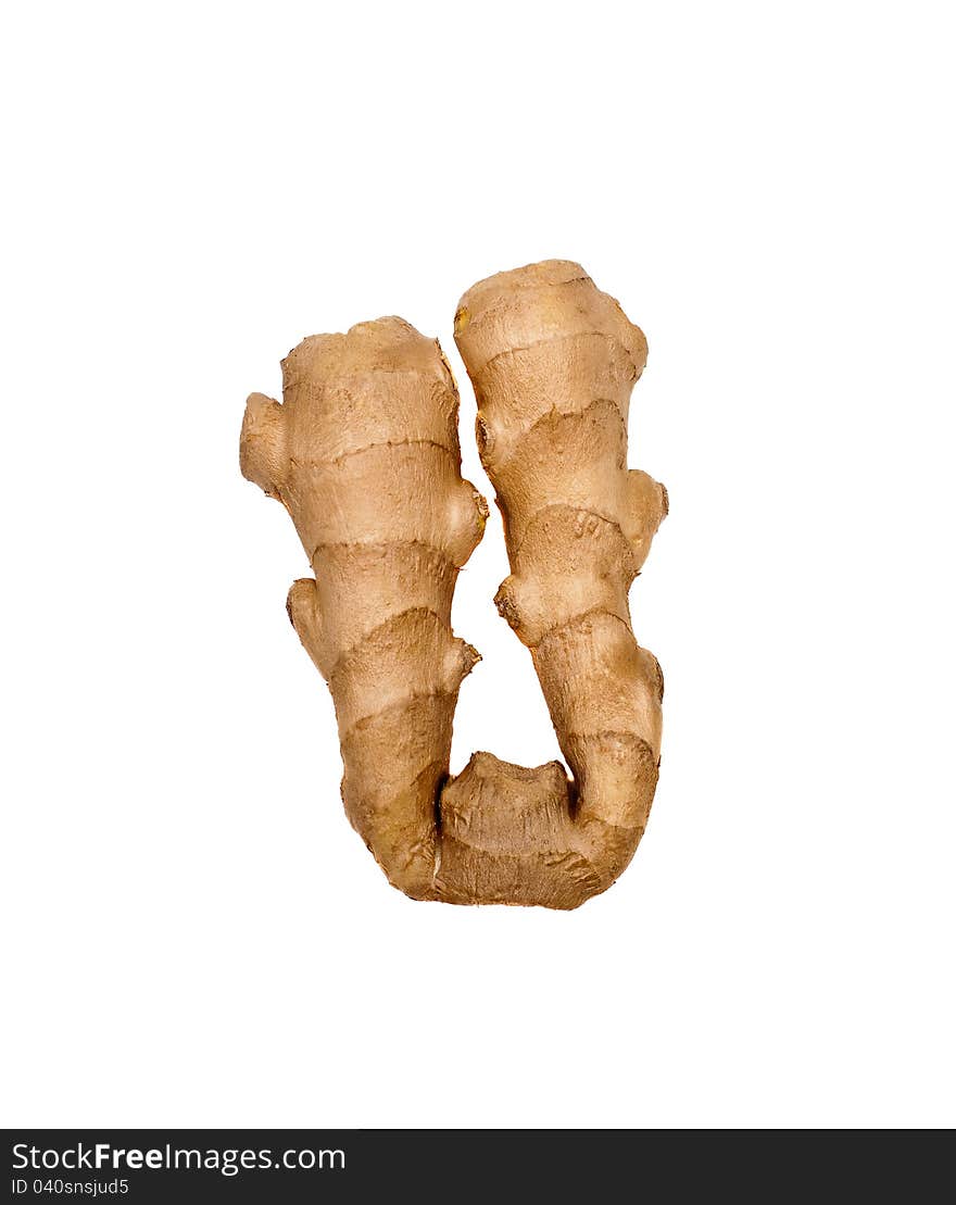 Close-up fresh ginger root isolated on white background. Close-up fresh ginger root isolated on white background