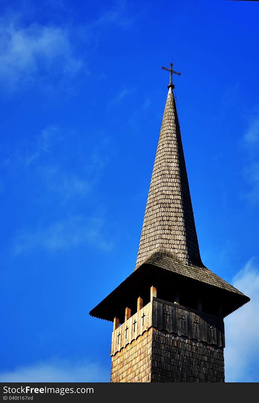 Wooden tower of an Christian monastery