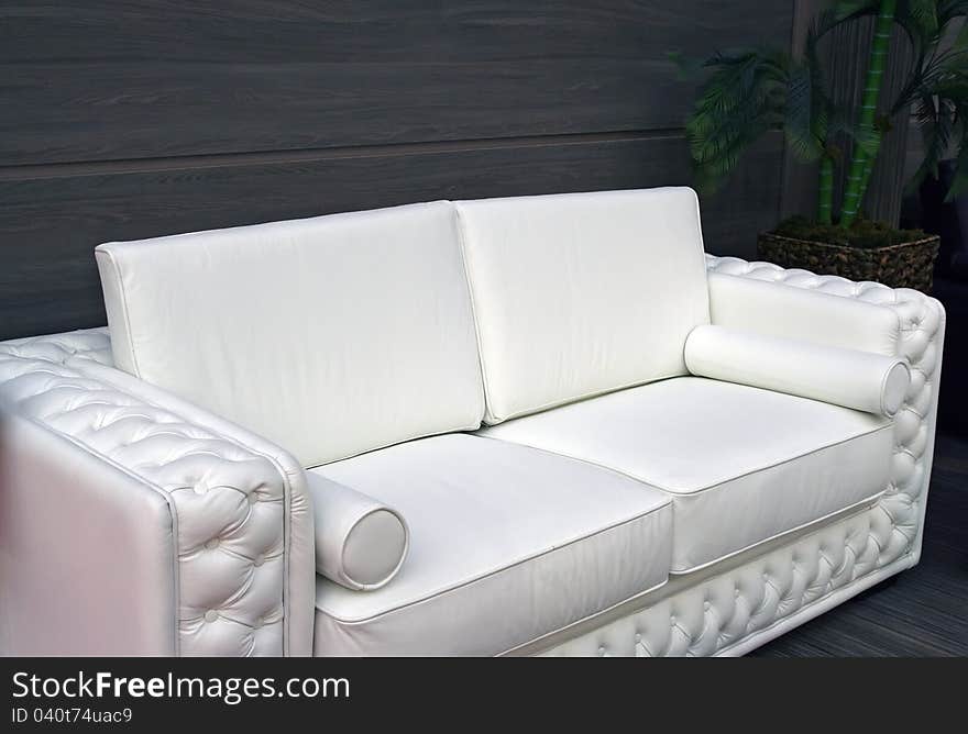 White leather living room furniture set. Living room furniture set.