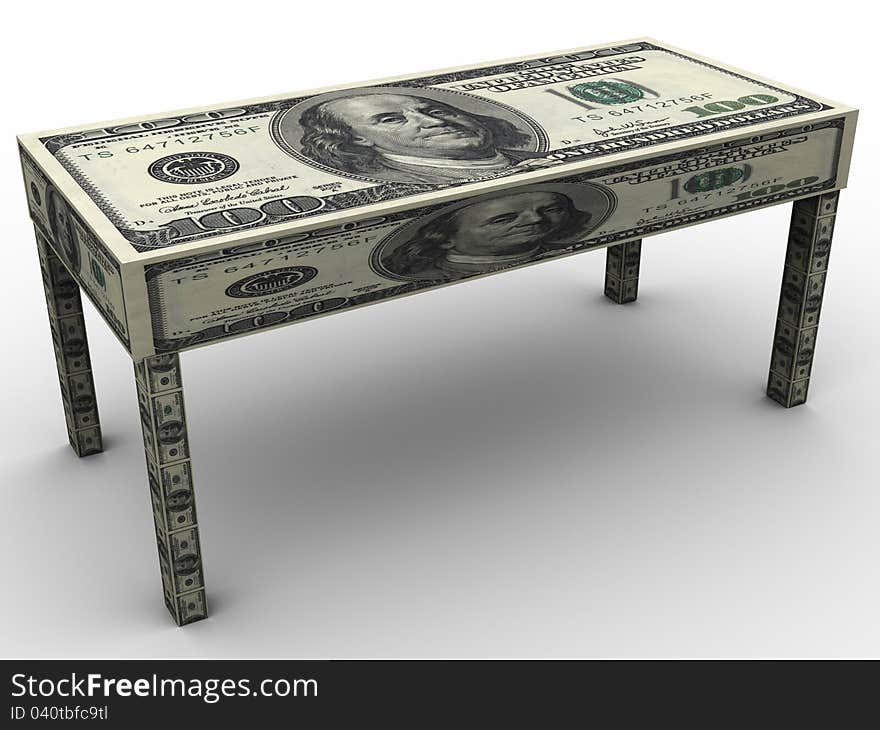 3d table made from dollar. 3d table made from dollar