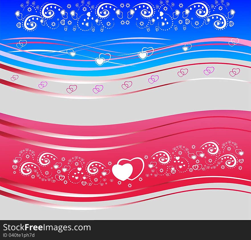 Valentines beautiful abstract red and blue background. Valentines beautiful abstract red and blue background