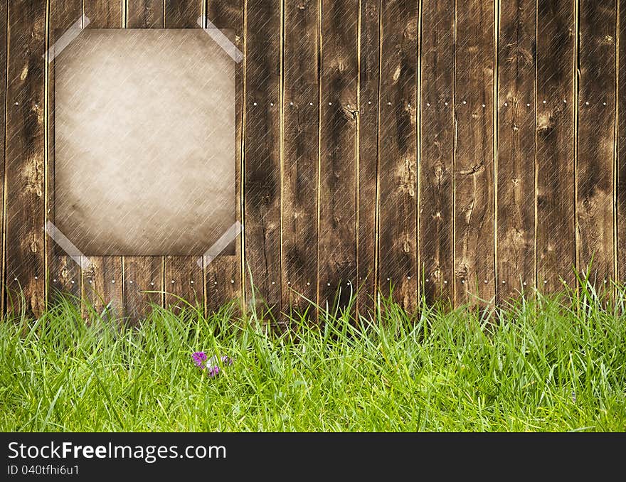 Announcement that hangs on a fence. Announcement that hangs on a fence