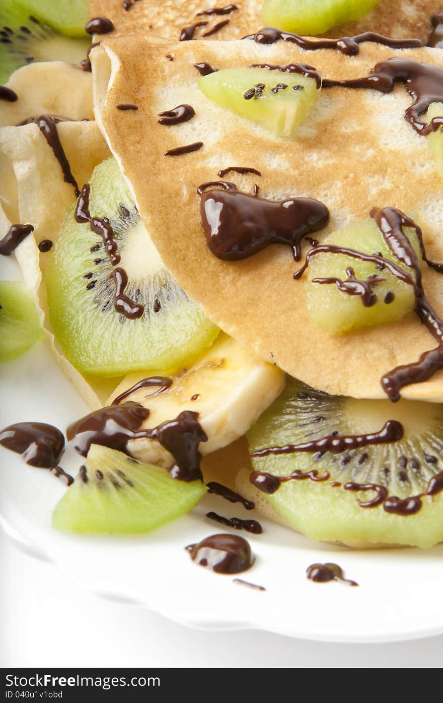 Delicious crepes filled with fruit. Delicious crepes filled with fruit