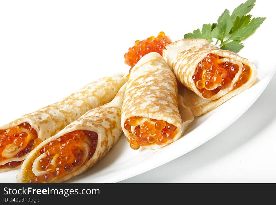 Pancakes With Red Caviar