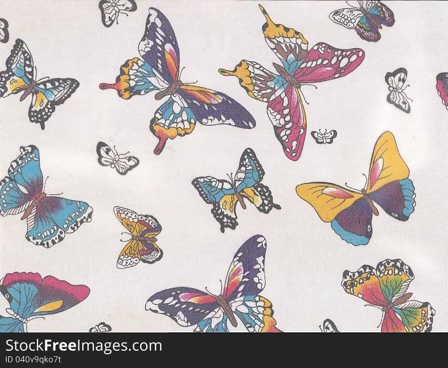 Graphical abstract pattern with colored butterflies on a white background for illustration, wall-paper. Graphical abstract pattern with colored butterflies on a white background for illustration, wall-paper.