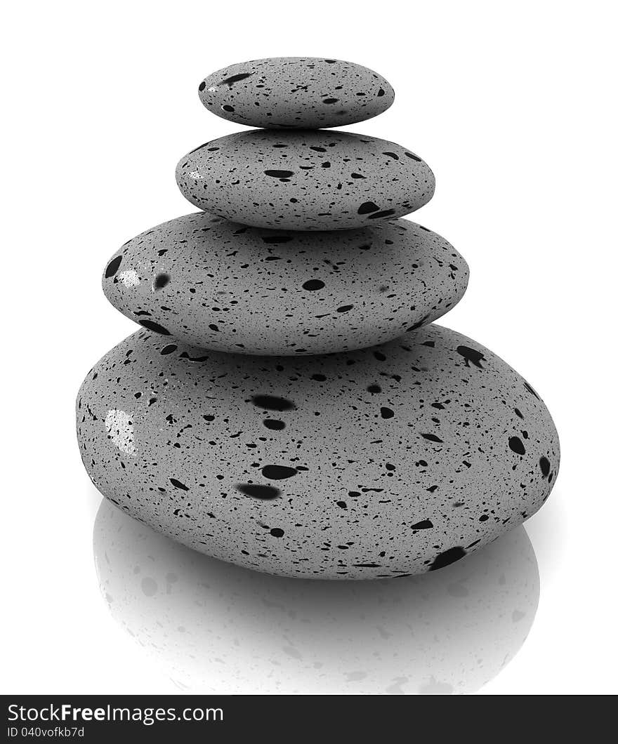 Stack of pebbles in balance. 3D render. Stack of pebbles in balance. 3D render.