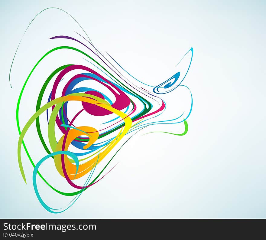 Colorful curves forming abstract patterns, vector with copy-space. Colorful curves forming abstract patterns, vector with copy-space