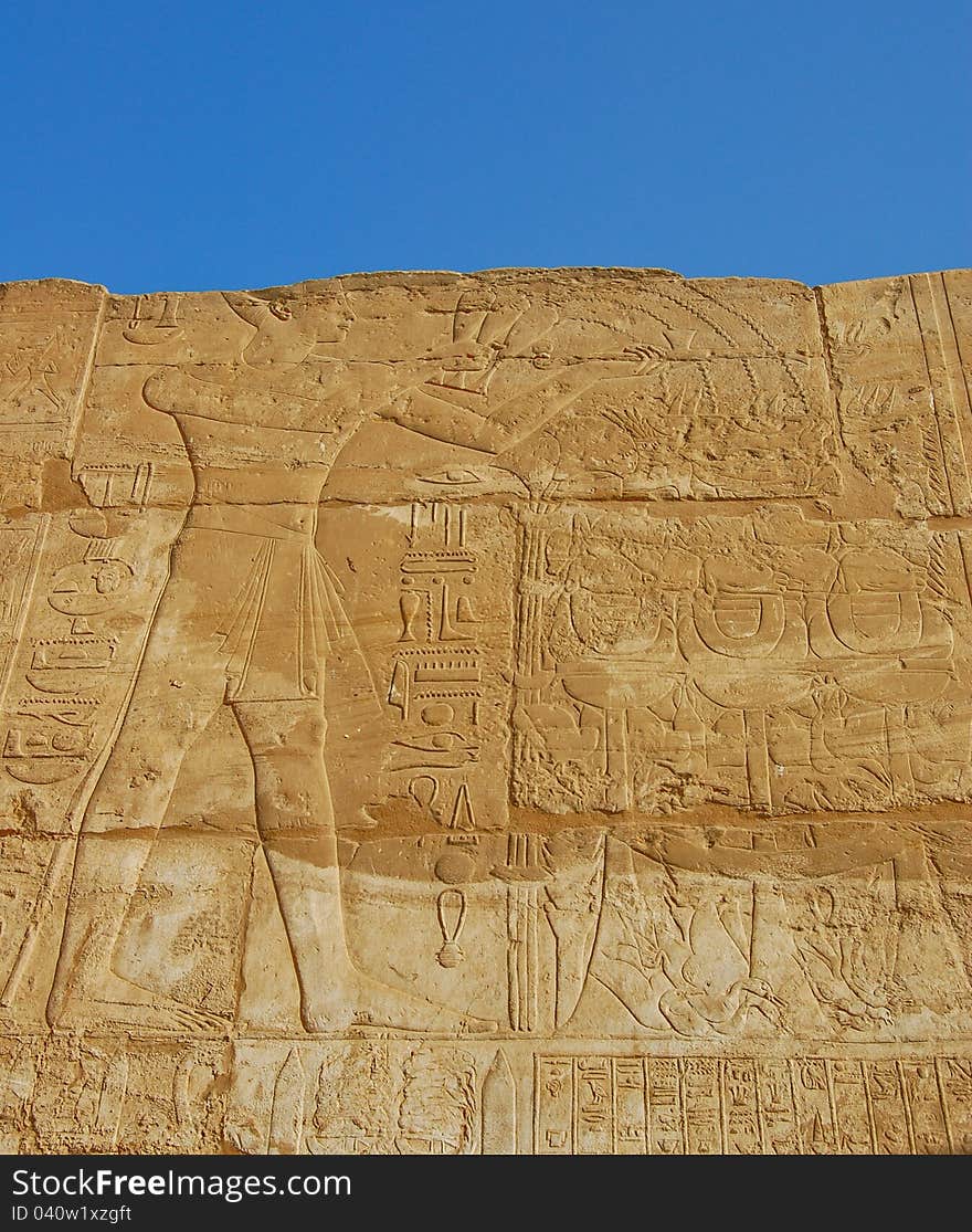 Egyptian relief on wall in Luxor temple, Egypt