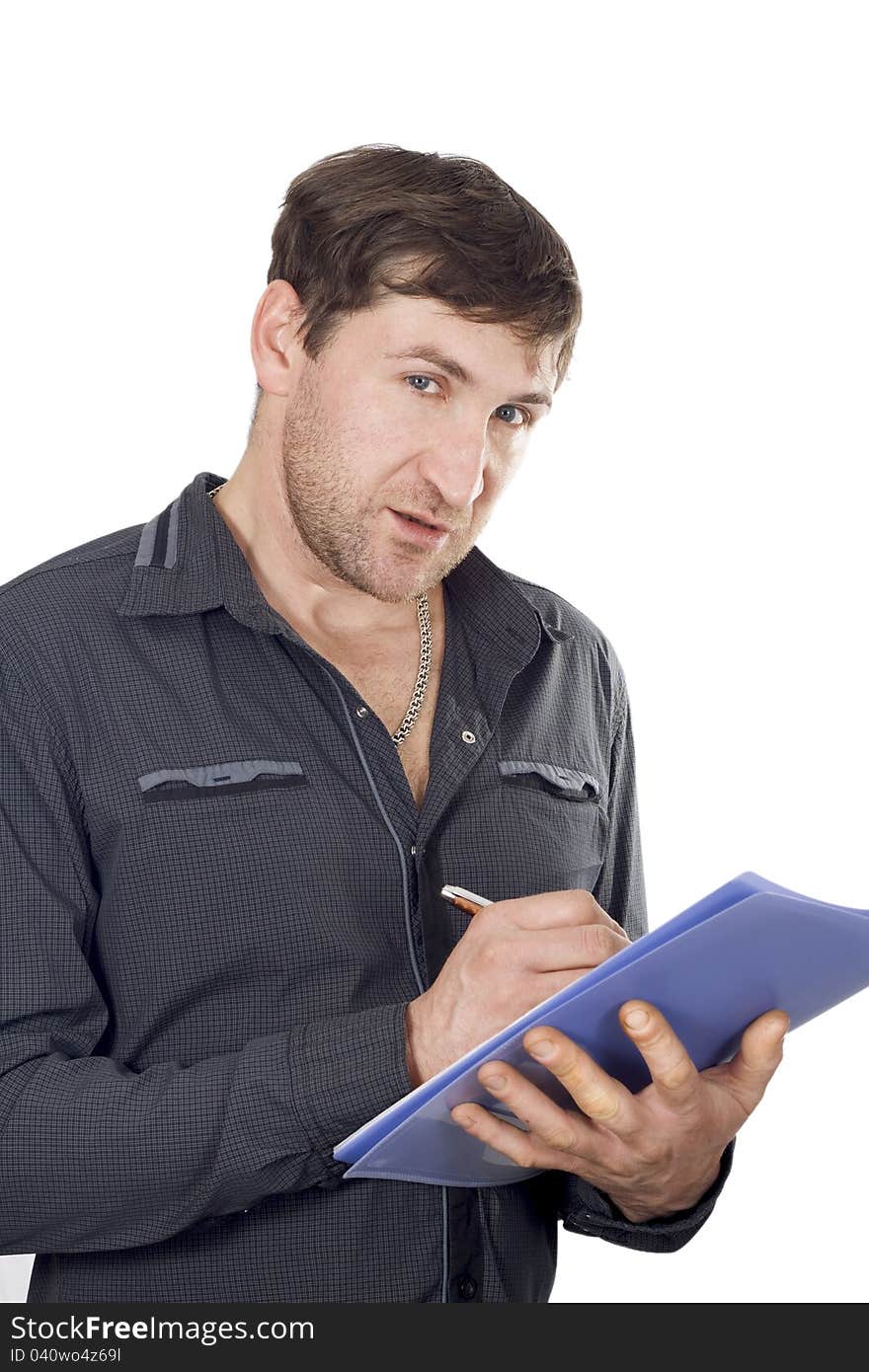 Businessman With Pen And Folder