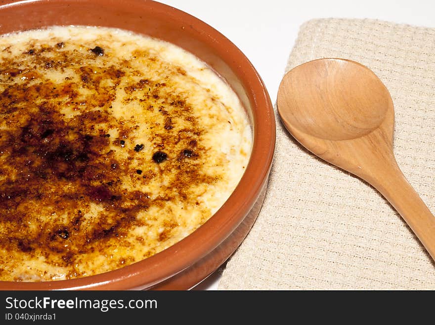 Catalan cream delicious dessert with sugar toast, typical in Catalonia