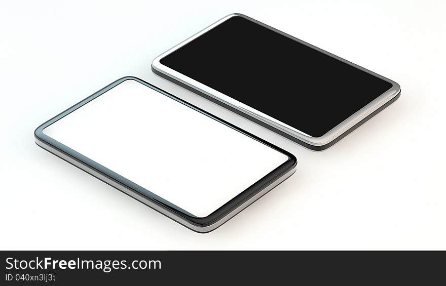 Two smart phones on white background