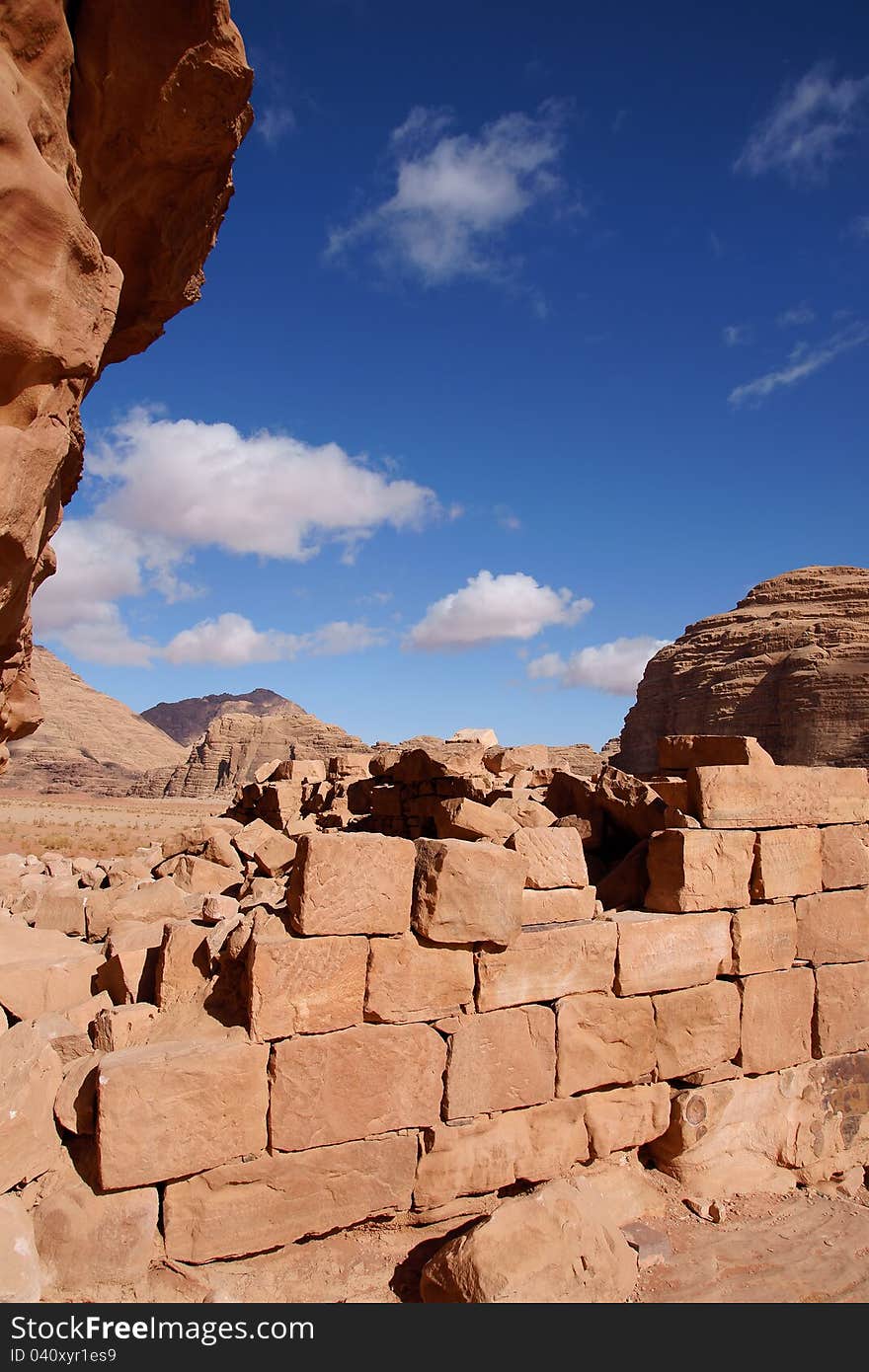 Ruins of house of Lawrence of Arabia in Wadi Rum desert, Jordan