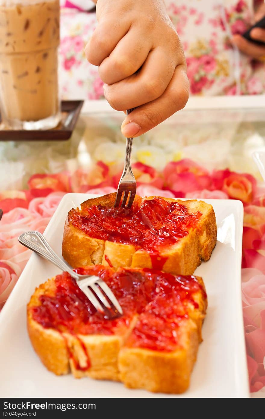 Slice Of Bread With Red Jam