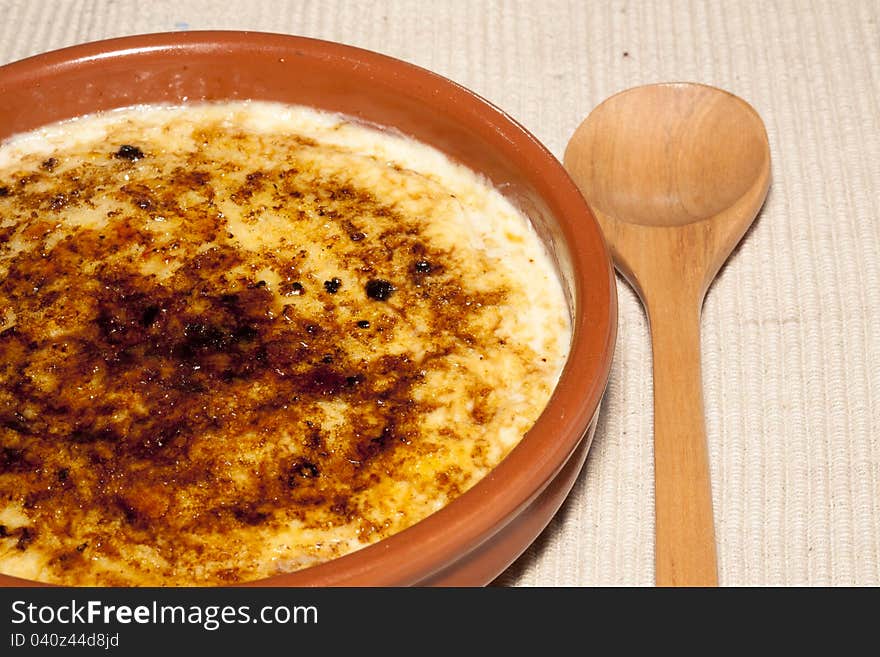 Catalan cream delicious dessert with sugar toast, typical in Catalonia