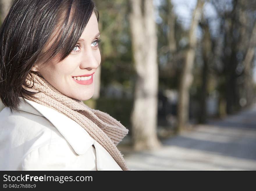 Young woman profile in the park