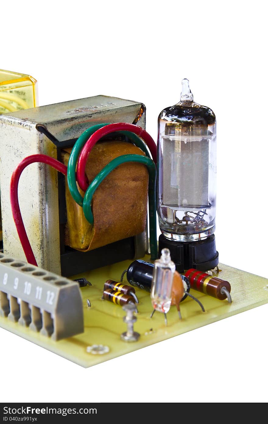 Old electronic board using triratron (vacuum tube)