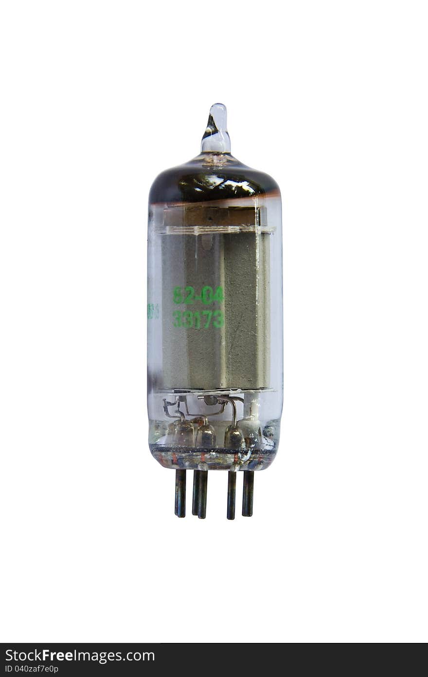 A triratron or vacuum tube, isolated on white background