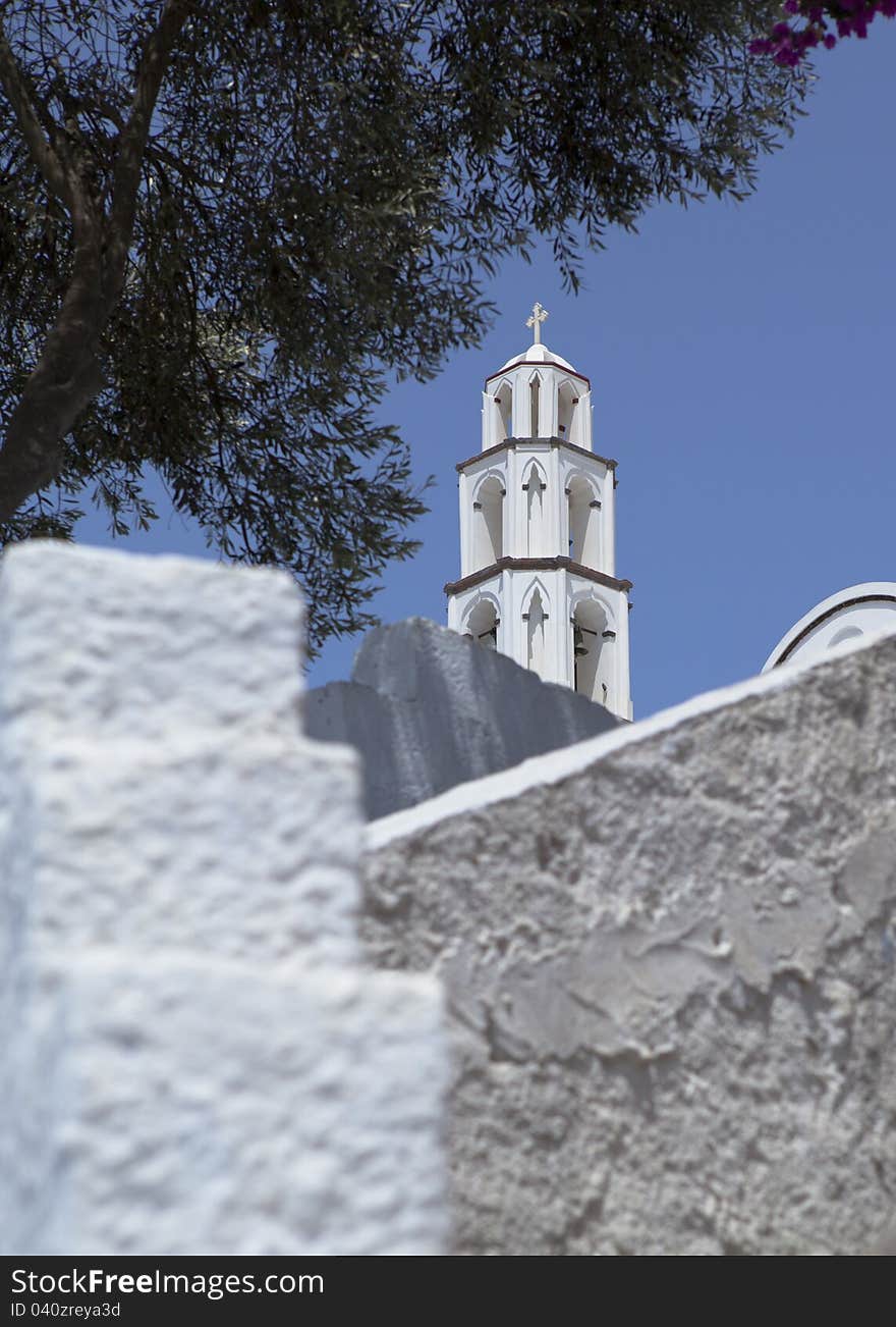 Santorini church tower