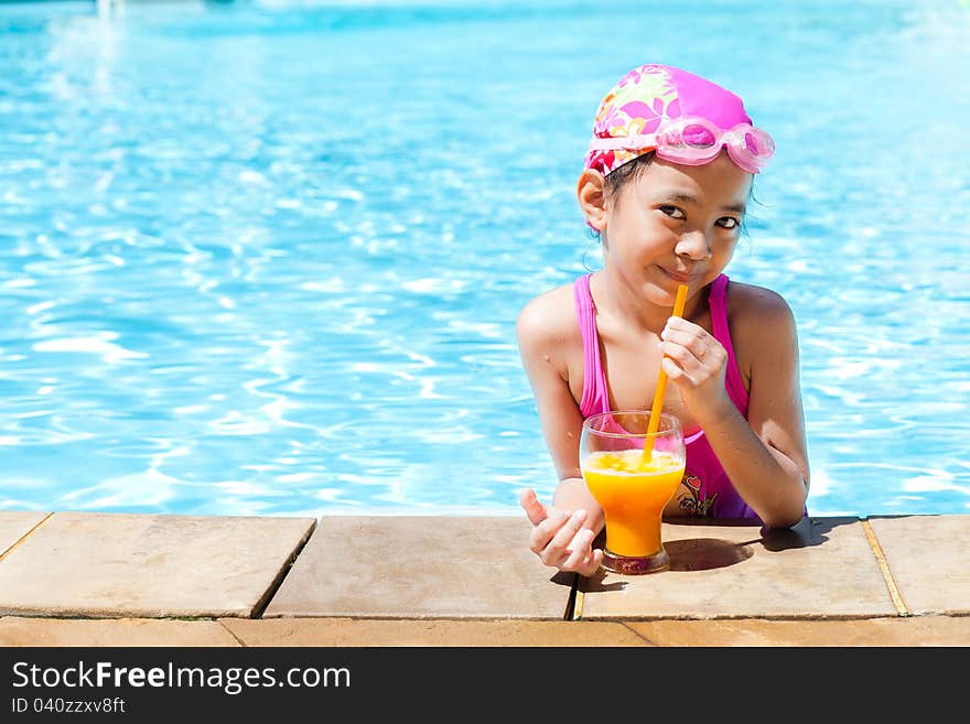 Little Girl At Swimming Pool