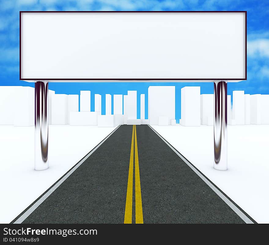 Billboards on the road to city., blank box display new design aluminum frame template for design work.