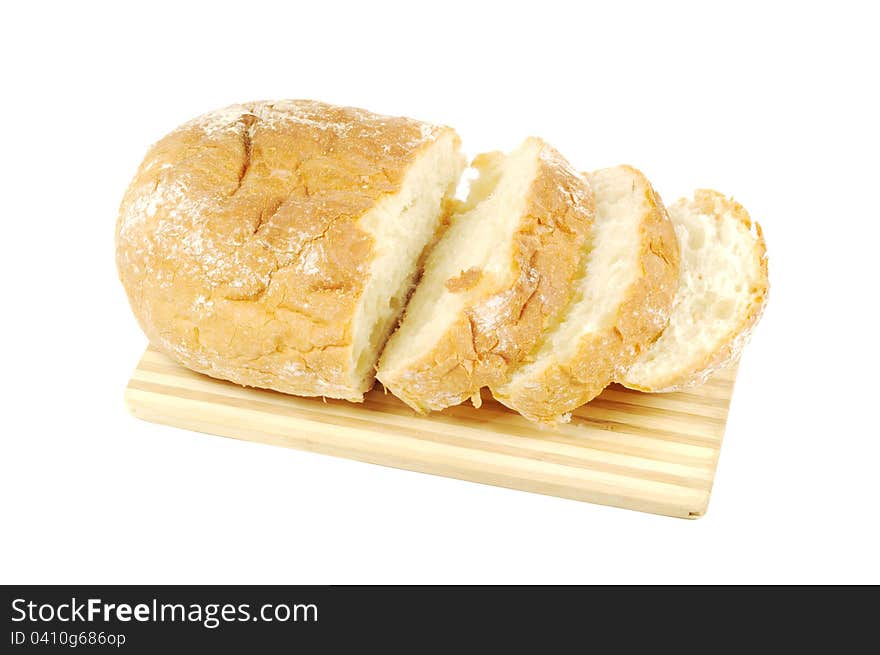 Fresh white Italian bread  on a white background