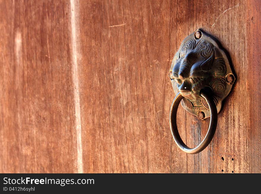 The Lionhead handle on the old big door. The Lionhead handle on the old big door.