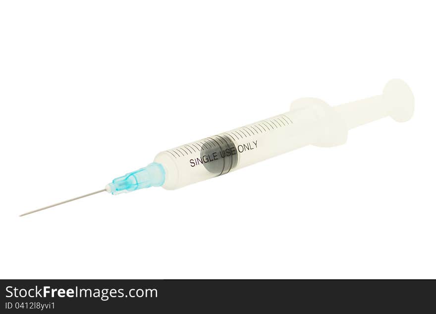 Single-use syringe isolated on white background