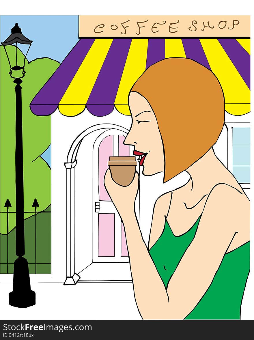 Girl drinking coffee