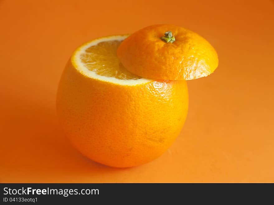 Flesh orange on yellow background