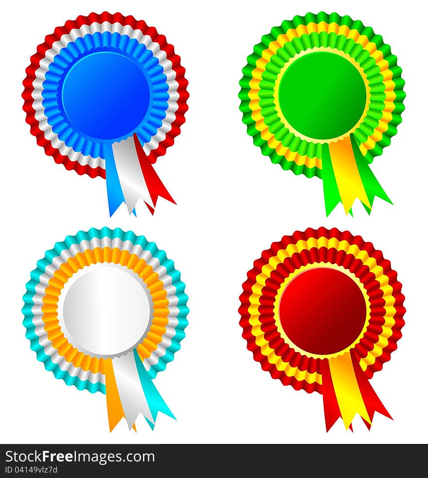 Set of ribbon rosette awards