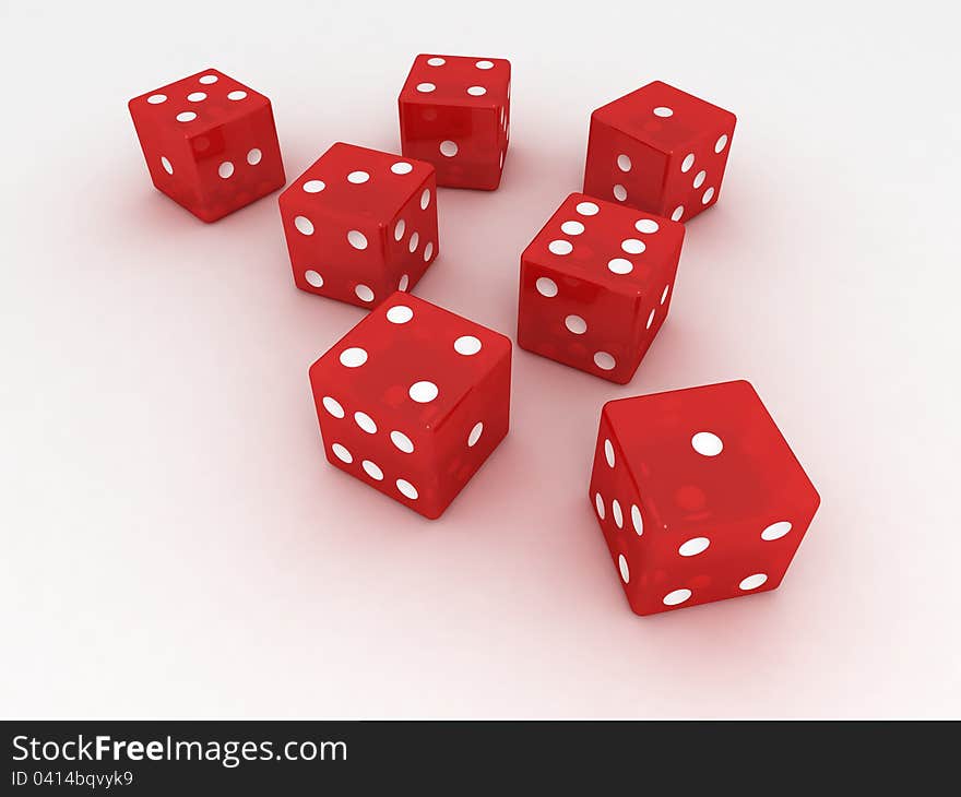 Red dice on white background. Red dice on white background