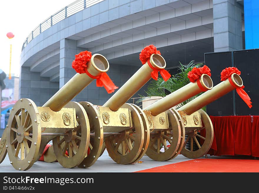 Color artillery with big red flower in celebration. Color artillery with big red flower in celebration