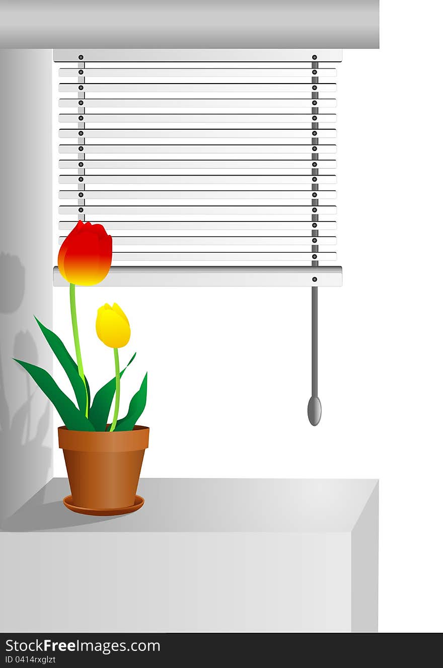 Window with tulips, cdr vector