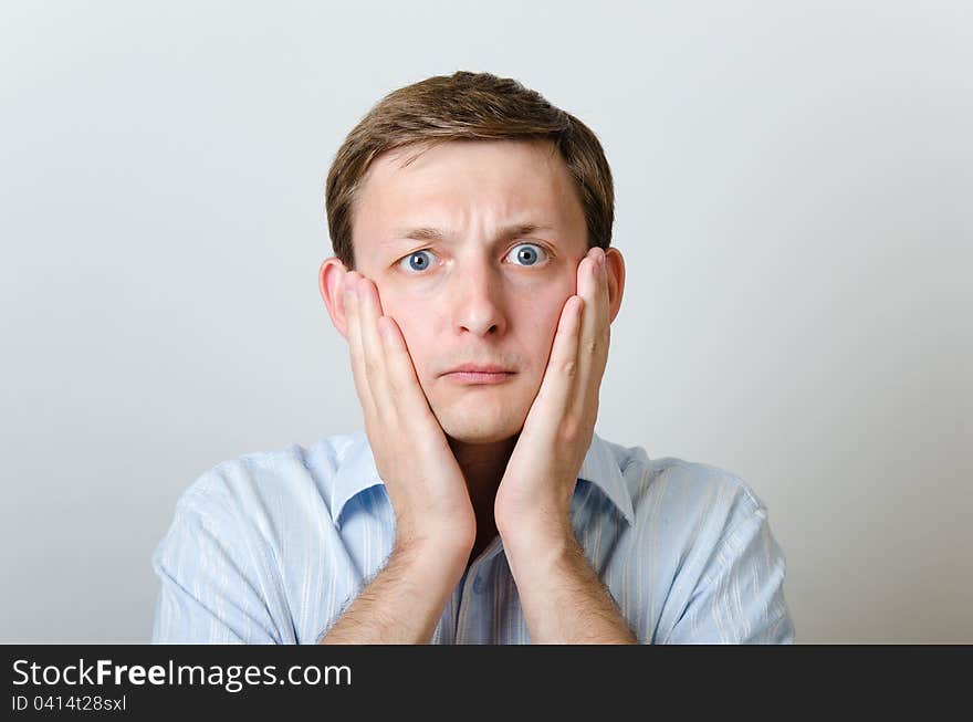 Young man looking worried and stressed. Young man looking worried and stressed.