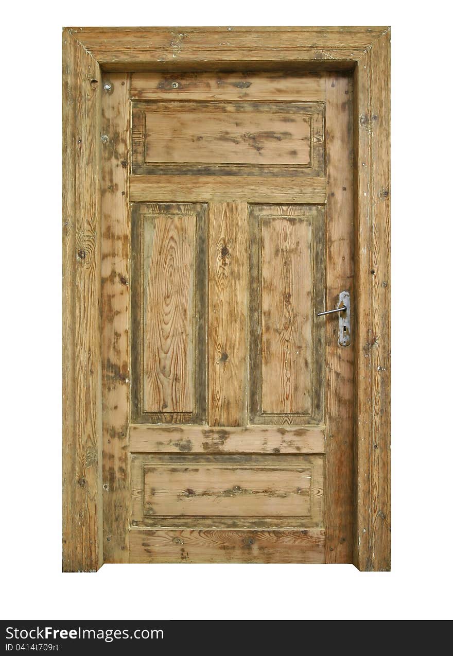 Vintage,wooden door isolatedon white