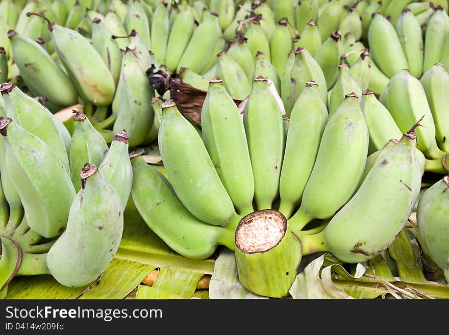 Heap of bananas on a market