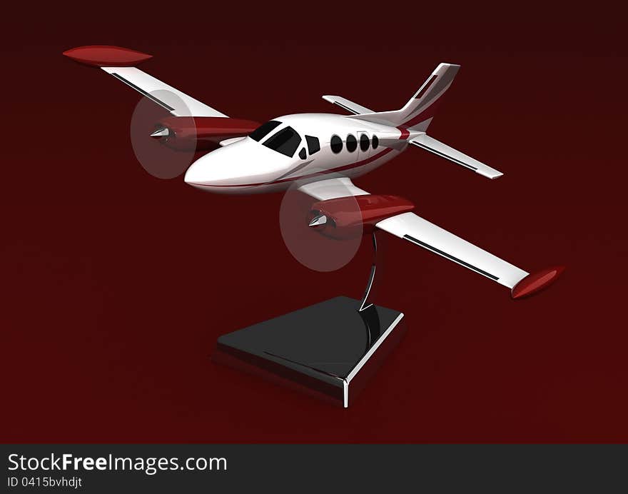 A model Cessna on a stand in glossy plastic. A model Cessna on a stand in glossy plastic