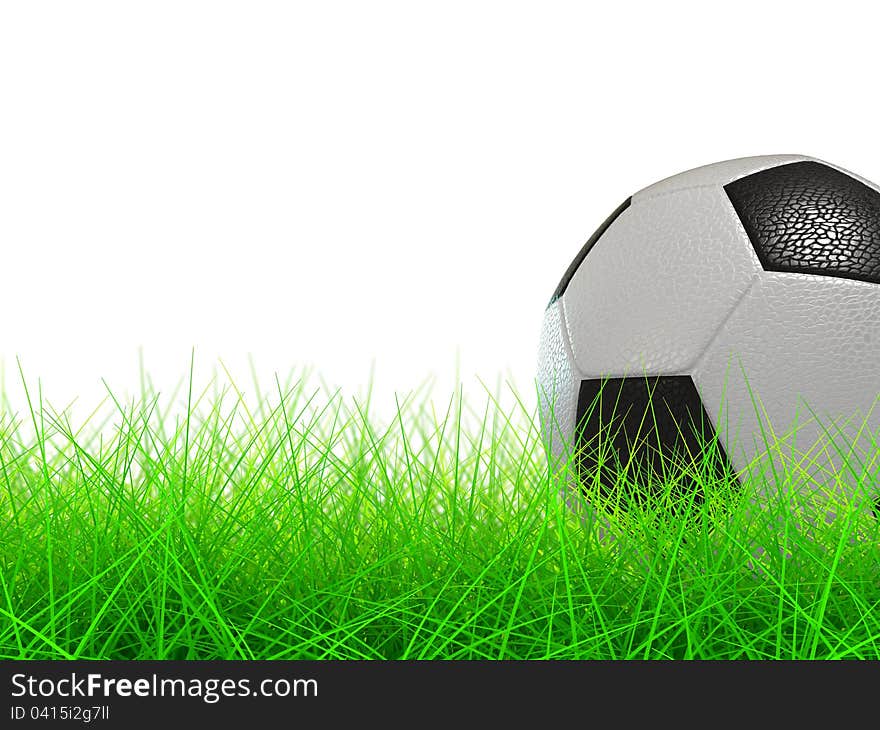 3D Concept Football on Green Grass