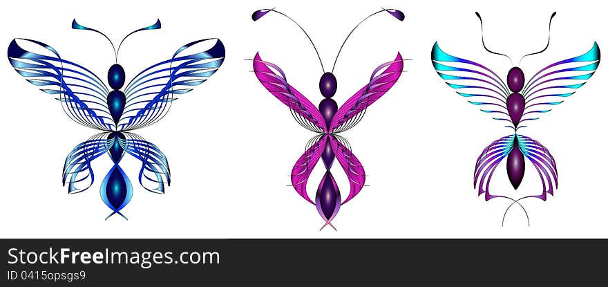 Colorful abstract butterflies vector illustration