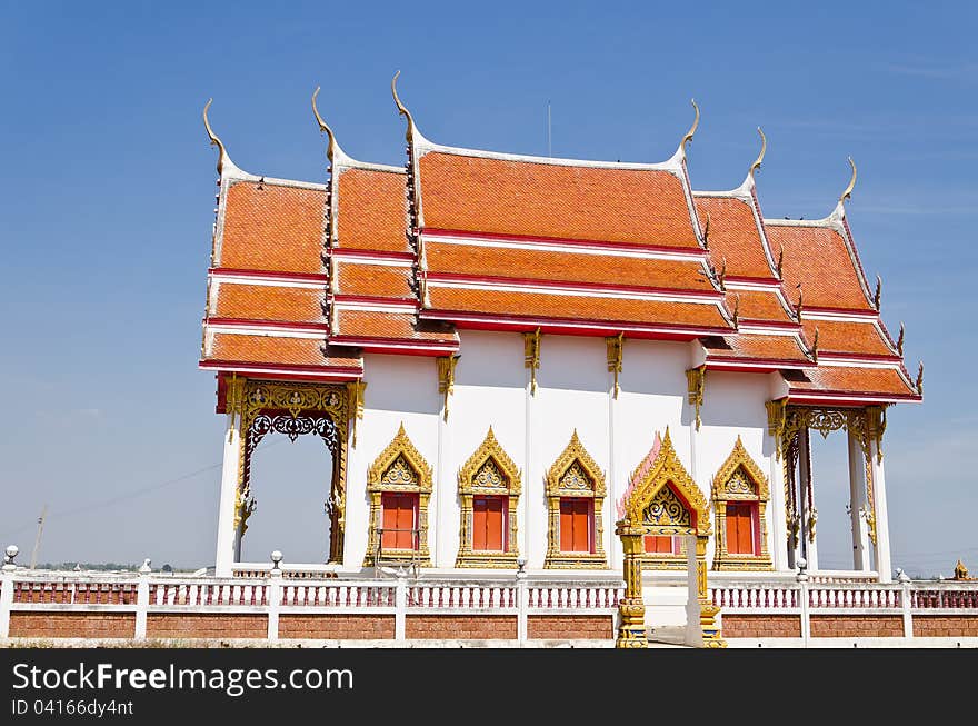 Thai Temple with blue sky, Krajib Temple, Hua Hin Thailand