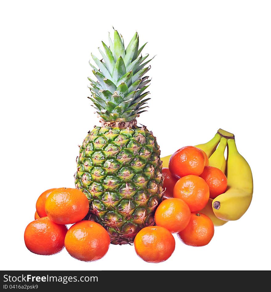 Pineapple, mandarins and bananas