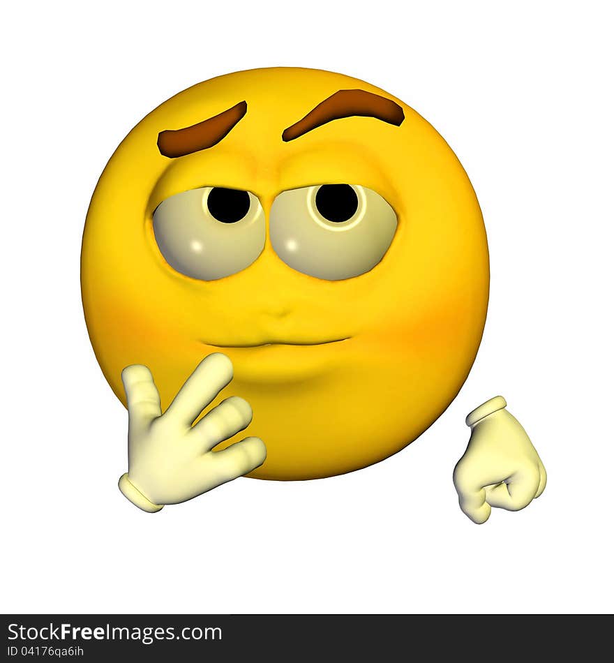 Emoticon yellow guy with a pensive expression. Emoticon yellow guy with a pensive expression