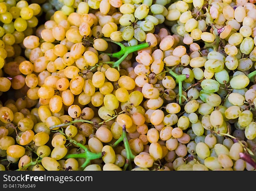 Fresh green grapes at market place