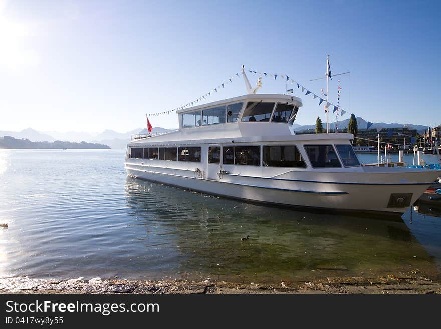 Passenger boat on Lucerne Lake, Switzerland